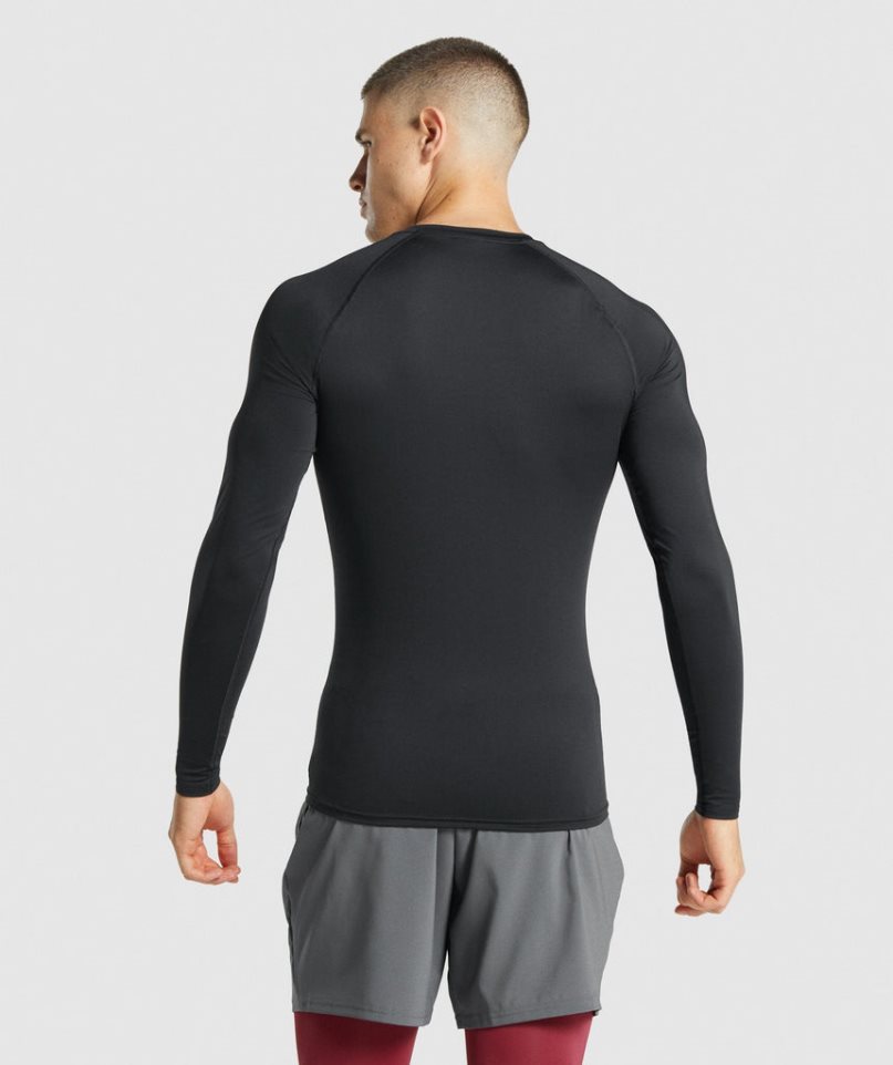 Koszulki Gymshark Element Baselayer Long Sleeve Męskie Czarne | PL 935EAN